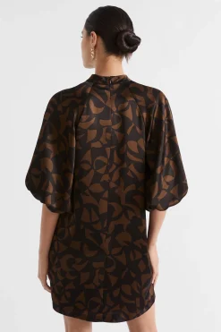 Woman Seed Heritage Dresses-Abstract Mock Neck Mini Dress