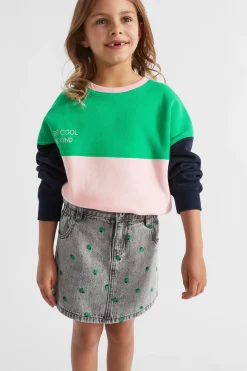 Girl Seed Heritage Denim & Jeans-Apple Embroidered Skirt