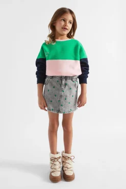 Girl Seed Heritage Denim & Jeans-Apple Embroidered Skirt