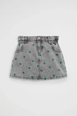 Girl Seed Heritage Denim & Jeans-Apple Embroidered Skirt