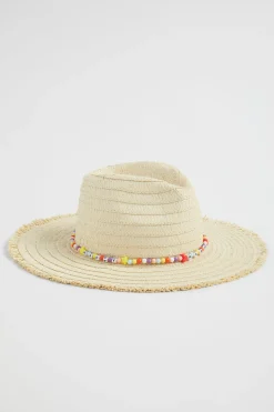 Girl Seed Heritage Hats & Beanies & Caps-Beaded Frayed Edge Panama