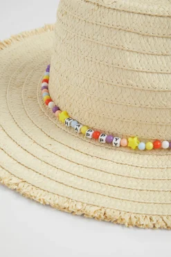 Girl Seed Heritage Hats & Beanies & Caps-Beaded Frayed Edge Panama
