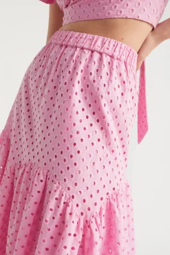 Woman Seed Heritage Skirts-Broderie Tiered Midi Skirt