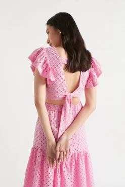 Woman Seed Heritage Skirts-Broderie Tiered Midi Skirt