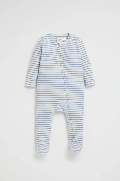 Newborn Seed Heritage Jumpsuits & Overalls-Brushed Stripe Zipsuit