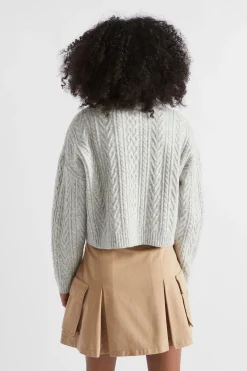 Teen Girl Seed Heritage T-Shirts & Tops-Cable Crop Knit