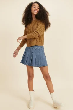 Teen Girl Seed Heritage T-Shirts & Tops-Cable Knit