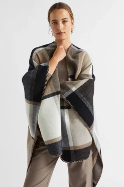 Woman Seed Heritage Scarves & Kaftans-Check Blanket Stitch Cape