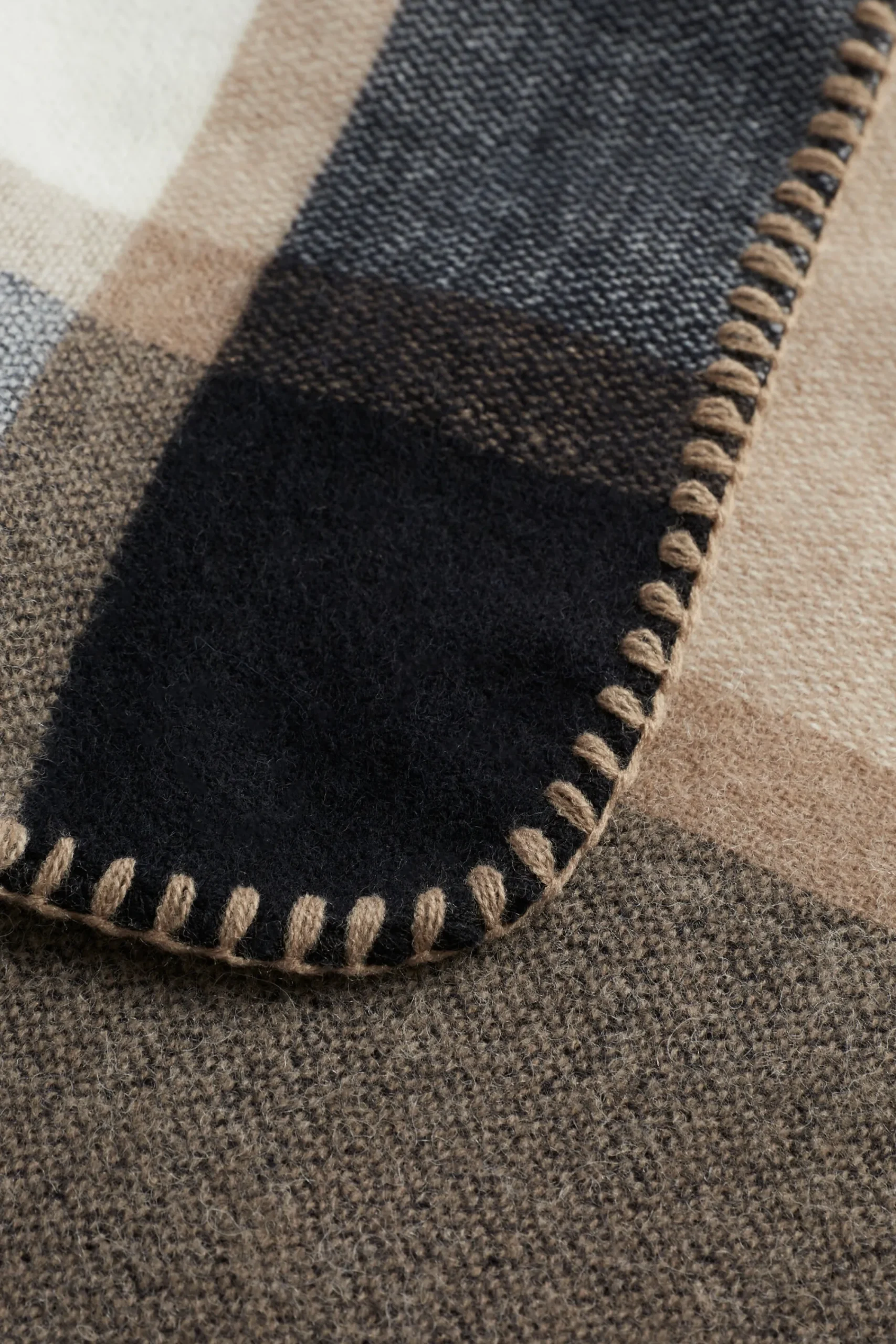 Woman Seed Heritage Scarves & Kaftans-Check Blanket Stitch Cape