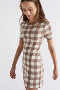 Teen Girl Seed Heritage Dresses-Check Knit Dress