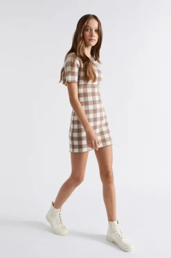 Teen Girl Seed Heritage Dresses-Check Knit Dress