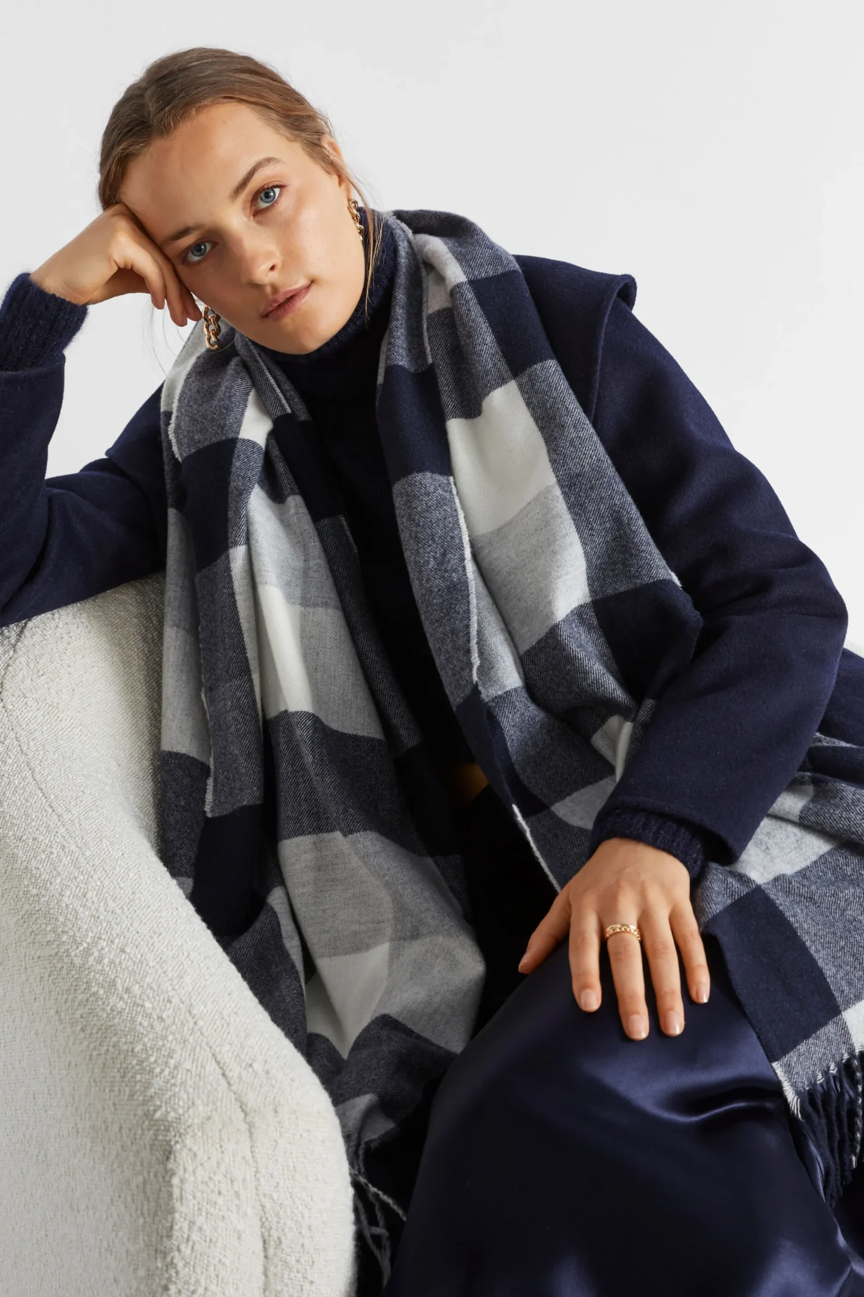 Woman Seed Heritage Scarves & Kaftans-Check Tassel Scarf