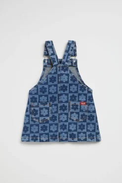 Baby Girl Seed Heritage Dresses-Checked Denim Pinafore