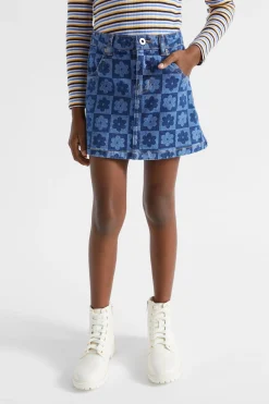 Girl Seed Heritage Skirts-Checked Denim Skirt