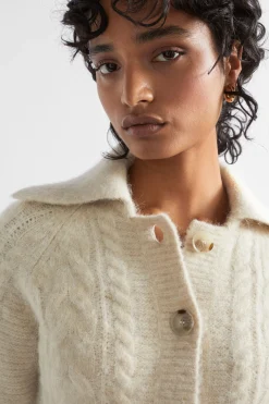 Woman Seed Heritage Knitwear & Sweaters-Collared Cable Knit Cardigan