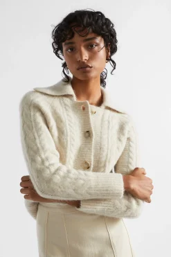 Woman Seed Heritage Knitwear & Sweaters-Collared Cable Knit Cardigan