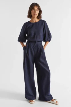 Woman Seed Heritage T-Shirts & Tops-Core Linen Balloon Sleeve Top