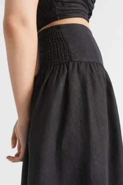 Woman Seed Heritage Skirts-Core Linen Gathered Maxi Skirt