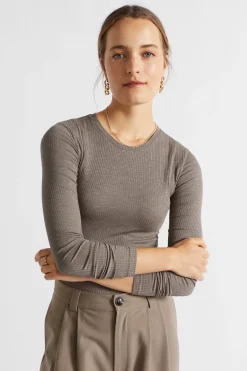 Woman Seed Heritage T-Shirts & Tops-Core Rib Crew Neck Top