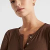 Woman Seed Heritage T-Shirts & Tops-Core Rib Henley Top
