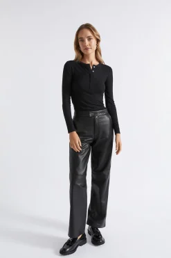 Woman Seed Heritage T-Shirts & Tops-Core Rib Henley Top