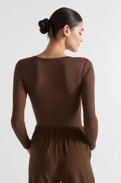 Woman Seed Heritage T-Shirts & Tops-Core Rib Henley Top