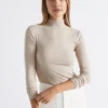 Woman Seed Heritage T-Shirts & Tops-Core Rib Mock Neck Top