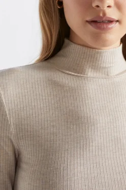 Woman Seed Heritage T-Shirts & Tops-Core Rib Mock Neck Top