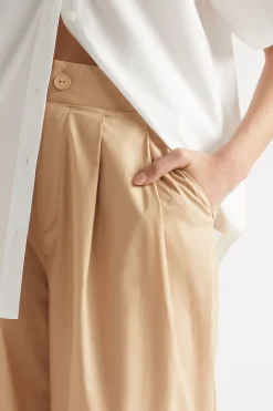 Woman Seed Heritage Pants-Cotton Pleat Front Pant