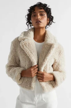 Woman Seed Heritage Jackets & Vests-Crop Teddy Jacket