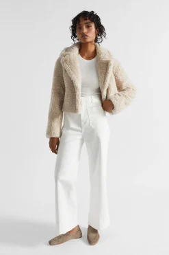 Woman Seed Heritage Jackets & Vests-Crop Teddy Jacket