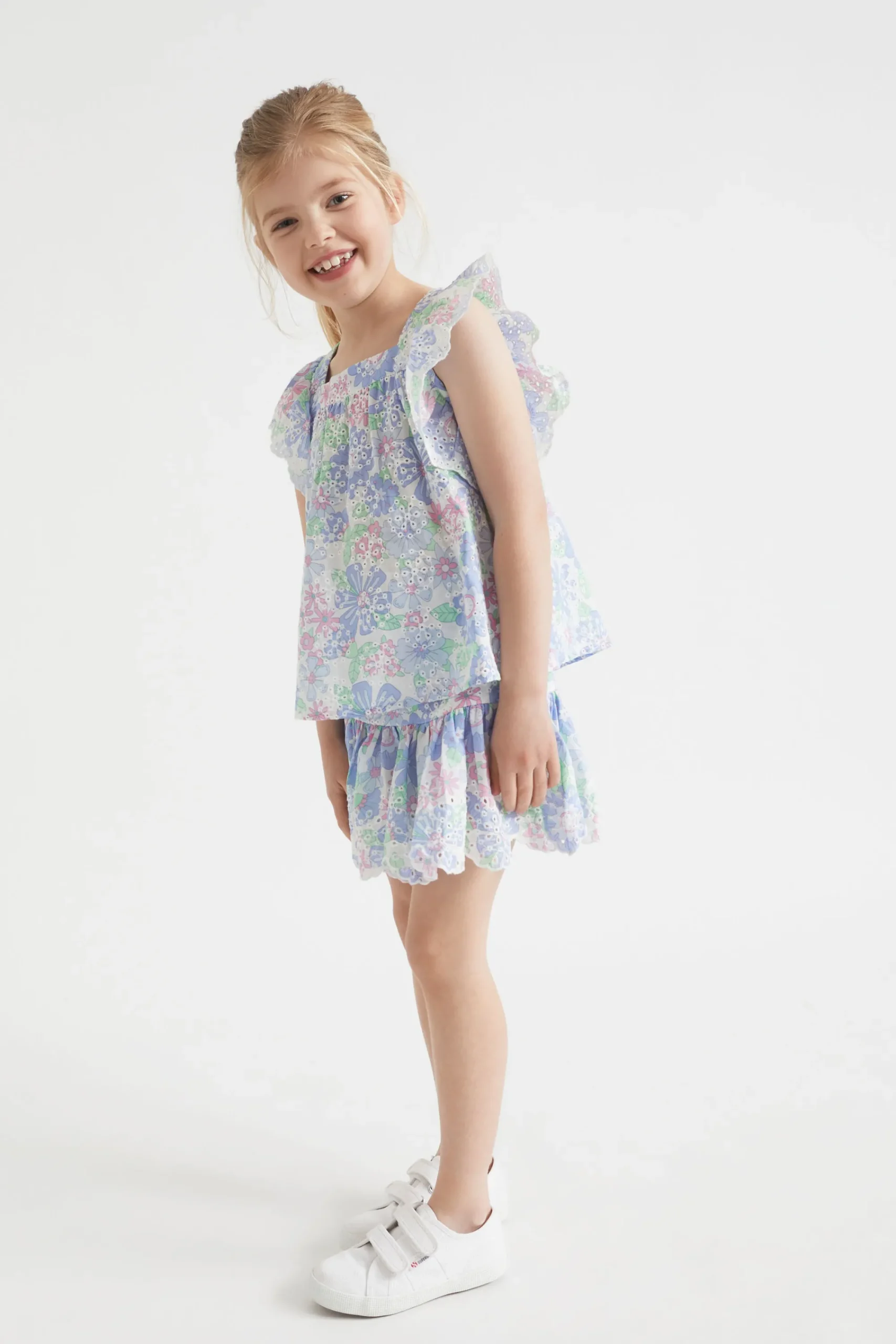 Girl Seed Heritage T-Shirts & Tops-Cutwork Floral Top