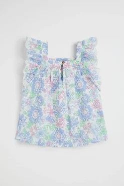 Girl Seed Heritage T-Shirts & Tops-Cutwork Floral Top