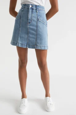 Woman Seed Heritage Skirts-Denim A Line Seamed Skirt