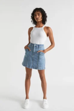 Woman Seed Heritage Skirts-Denim A Line Seamed Skirt