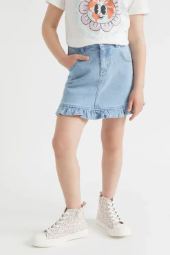 Girl Seed Heritage Skirts-Denim Frill Skirt