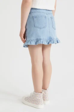 Girl Seed Heritage Skirts-Denim Frill Skirt