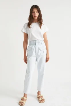 Woman Seed Heritage Pants-Denim Paperbag Pocket Jean