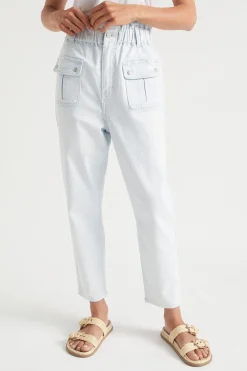 Woman Seed Heritage Pants-Denim Paperbag Pocket Jean