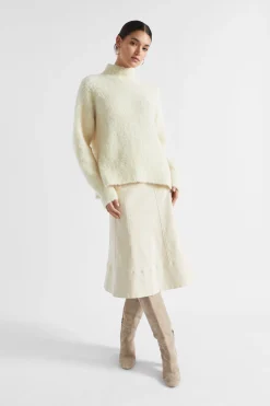 Woman Seed Heritage Skirts-Denim Seam Panel Swing Skirt