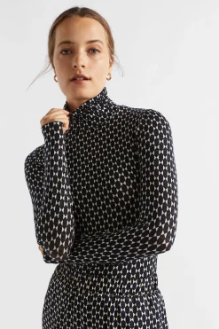 Woman Seed Heritage T-Shirts & Tops-Diamond Geo Roll Neck Top