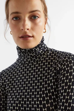 Woman Seed Heritage T-Shirts & Tops-Diamond Geo Roll Neck Top