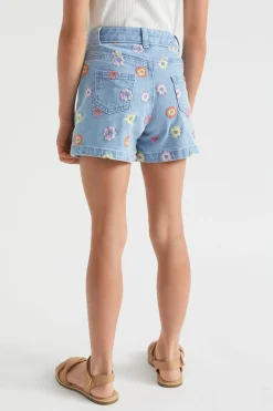 Girl Seed Heritage Shorts-Embroidered Denim Short