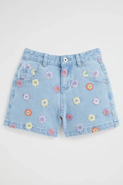 Girl Seed Heritage Shorts-Embroidered Denim Short