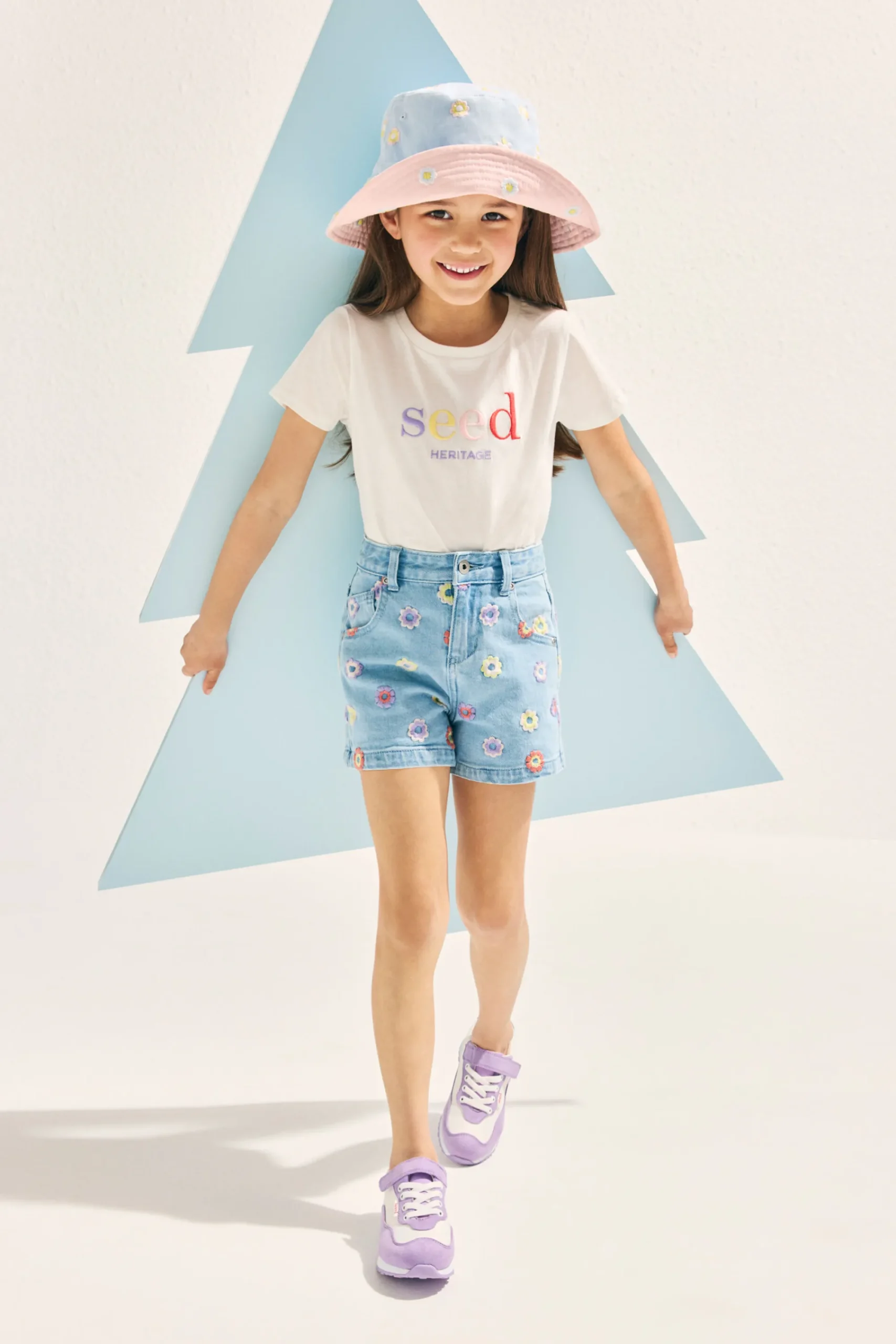 Girl Seed Heritage Shorts-Embroidered Denim Short