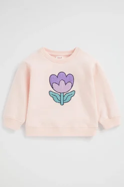 Baby Girl Seed Heritage T-Shirts & Tops-Embroidered Flower Sweat