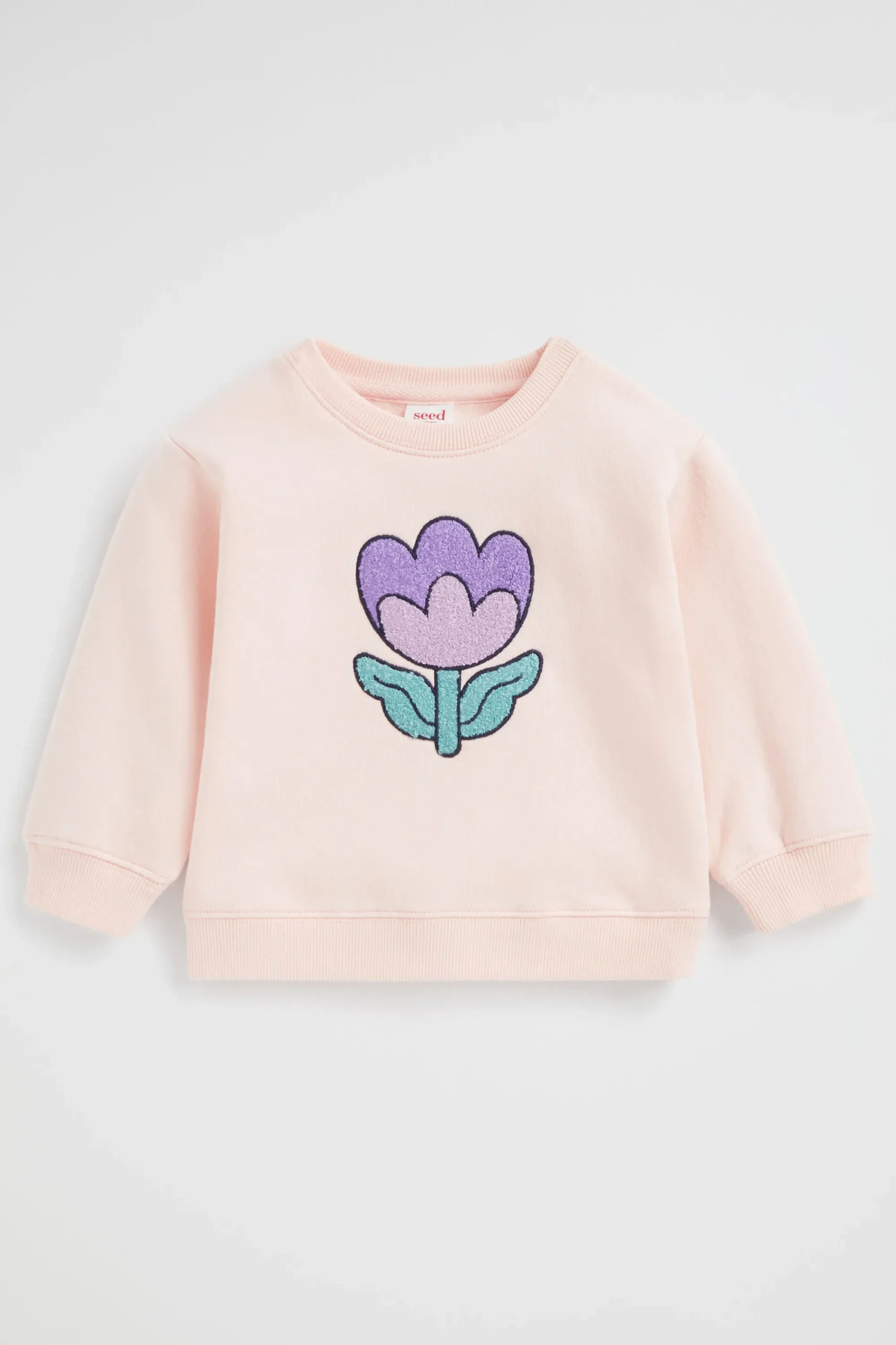 Baby Girl Seed Heritage T-Shirts & Tops-Embroidered Flower Sweat