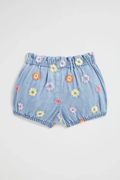 Baby Girl Seed Heritage Denim & Jeans-Floral Denim Short