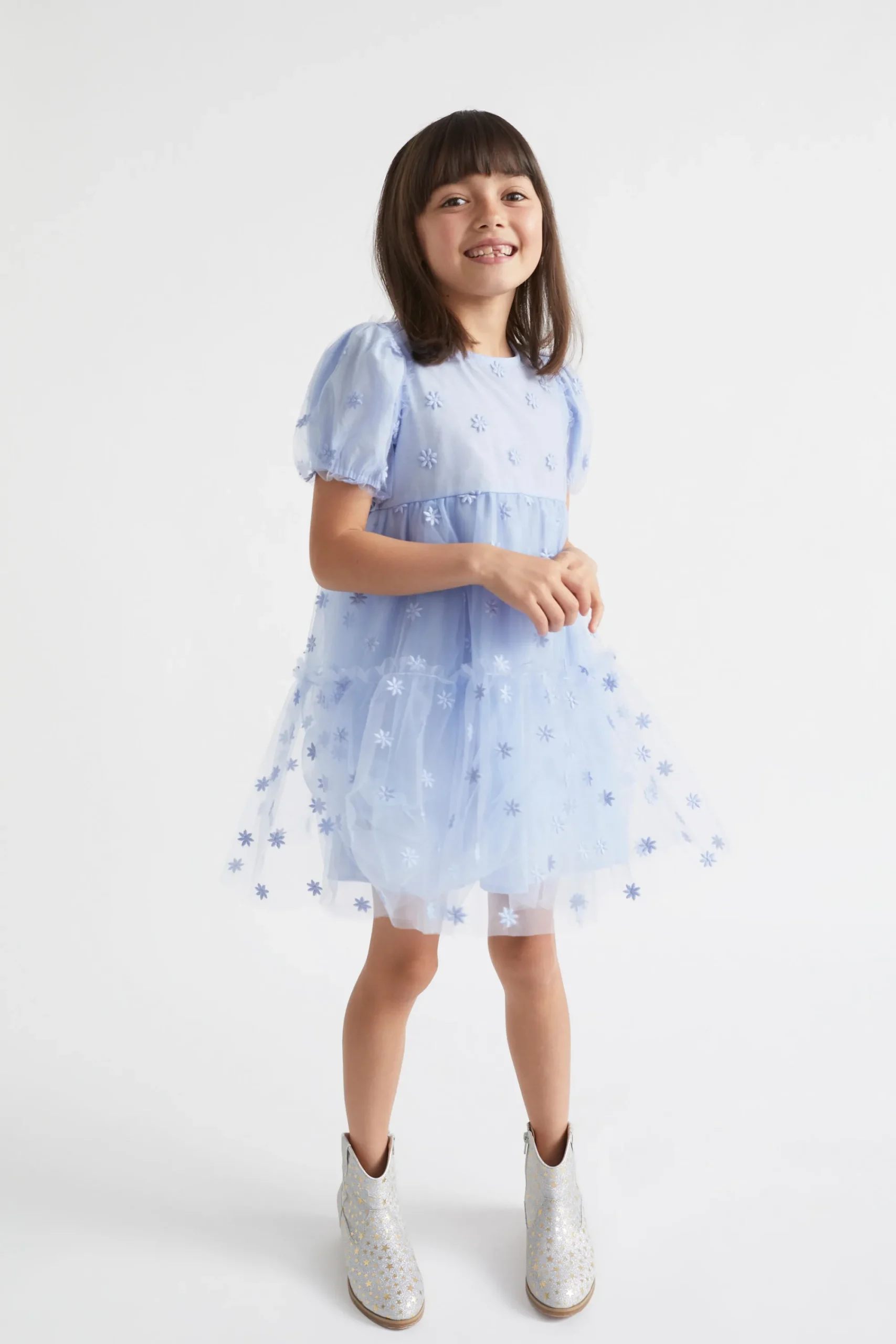 Girl Seed Heritage Dresses-Floral Embroidered Dress
