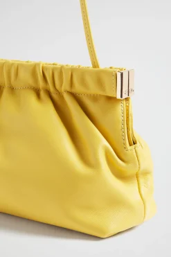 Woman Seed Heritage Leather Bags-Gathered Leather Clutch